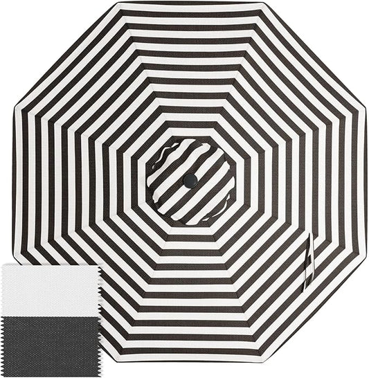 ABCCANOPY OLEFIN® 5-Year Non Fading 9FT Patio Umbrella Replacement Canopy Only (Black Stripe)