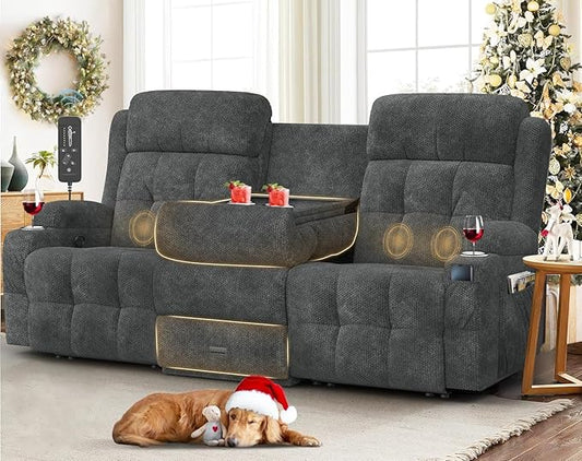 Loveseat Recliner, 3 Seater Massage Reclining Sofa Sets Fabric Recliner Sofa, RV Loveseat Couch Clearance with Drop Down Table, Storage, Cup Holders, Wall Hugger Reclining Couch for Living Room | RV Loveseat, Wall Hugger, Drop Down Table, Storage, Cup ...