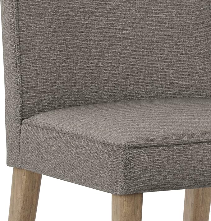 SIMPLIHOME Bartow Kitchen Chairs - Upholstered Solid Hardwood and Woven Polyester Kitchen Chair Set in Taupe, Contemporary Armless Dining Room Seating with Cushioned Seat and Back (Set of 2)