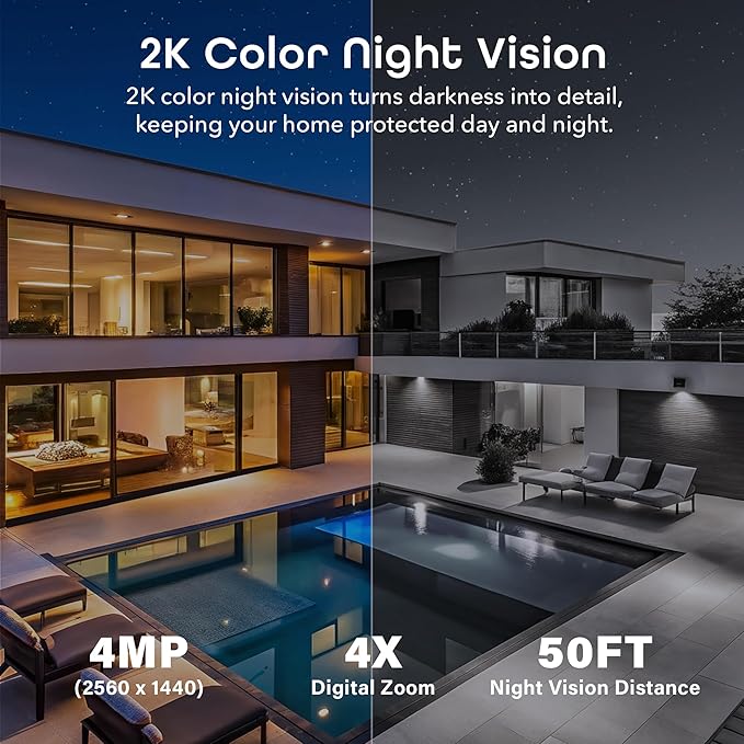 Geeni Lookout 2K Outdoor Auto-Follow Security Camera – Outdoor Security Camera, Weather Resistant with Pan-Tilt, Motion Tracking, Dual-Band Wi-Fi, Color Night Vision, Two-Way Audio — White