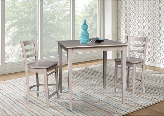 International Concepts Solid Wood Top Table - Counter Height, Washed Gray Taupe