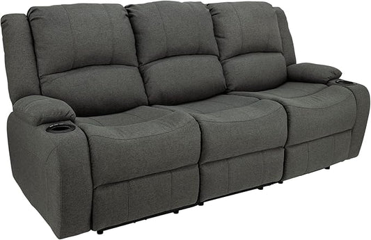 RecPro Charles Powered Double RV Wall Hugger Recliner Sofa | RV Loveseat | RV Furniture | Cloth (Fossil, 80")