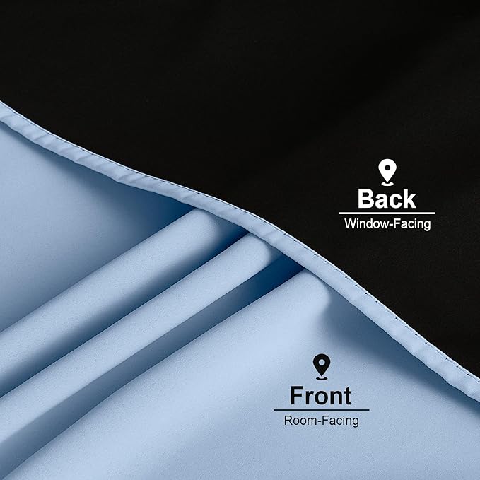 NICETOWN Vintage Blue 2 Panels Blackout Curtains 52 x 84 Inch, Energy Smart & Noise Blocking Out Drapes for Baby Room Window, Thermal Insulated Lined Window Dressing, Rod Pocket Black Lined