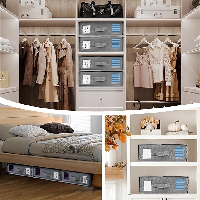 Bed Sheet Organizers and Storage - 8 Pack, Foldable Sheet Cube Storage Container Linen Closet Organizers, Duvet Covers and Pillowcases Storage Box for Bedding Blankets Towels (8 PCS)
