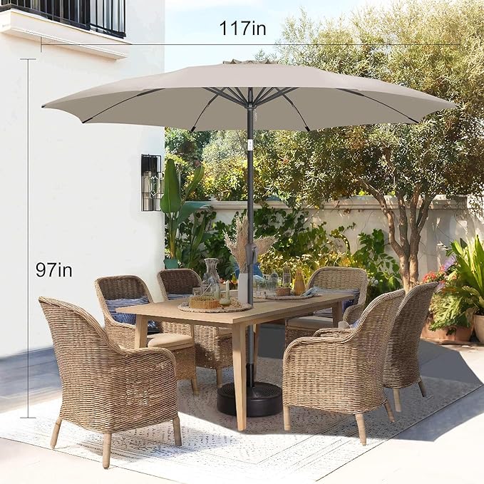 10 FT Outdoor Patio Umbrella - Table Umbrella Waterprool UV Protection, Sombrillas de Patio with Push Button Tilt, Sun Umbrella for Pool, Porch, Garden, Deck, Backyard (Taupe)
