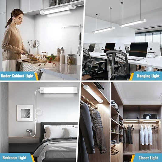 Airand LED Ceiling Light Fixture with Plug 5000k, Triproof LED Tube Light 16W Linkable Closet Lights for Workbench Kitchen Basement Garage Corridor Bathroom Office Overhead Lighting with Plug in Cord