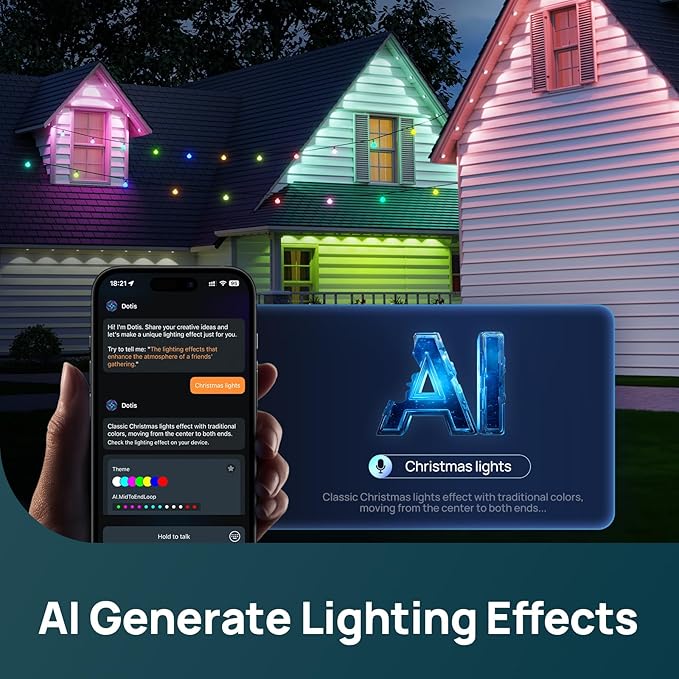 Linkind Outdoor Lights for ST Patricks Day Lights,100ft with 72 Triple-LED,AI Lighting, RGBTW Smart Outdoor Lights LED Strip Lights, IP67 Waterproof, Works with Alexa,Google Assistant