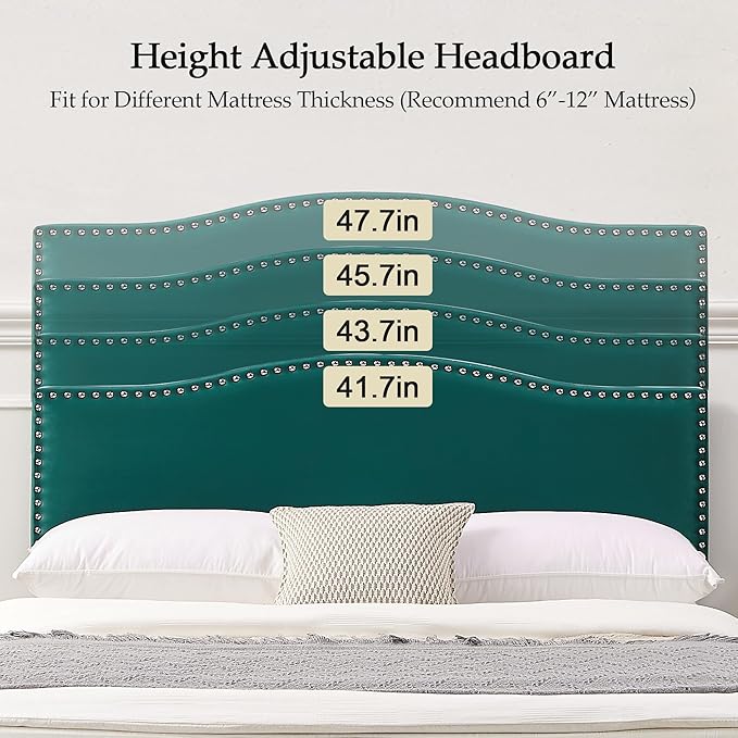 VECELO Full Bed Frame Platform Bed Frame with Upholstered Headboard, Strong Frame and Wooden Slats Support, Strong Weight Capacity, Non-Slip and Noise-Free, Easy Assembly,Dark Green