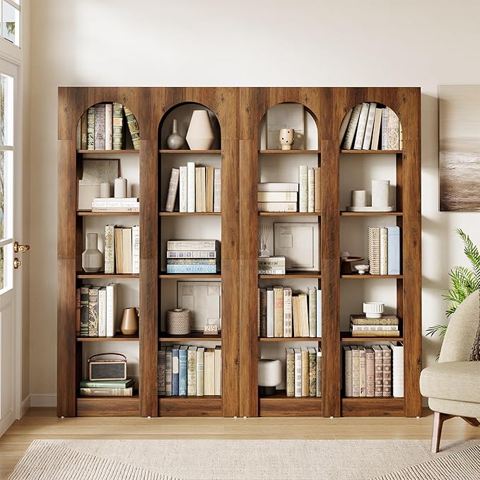 LITTLE TREE 5-Tier Wooden Bookshelves and Bookcases, Free-Standing Display Storage Shelves, 70.87 Inch Tall Furniture for Home Office, Living Room, Bed Room, Brown