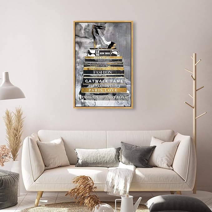 The Oliver Gal Artist Co. Fashion and Glam Wall Art Framed Canvas Prints 'Fashion Thoughts Noir Classic' Shoes