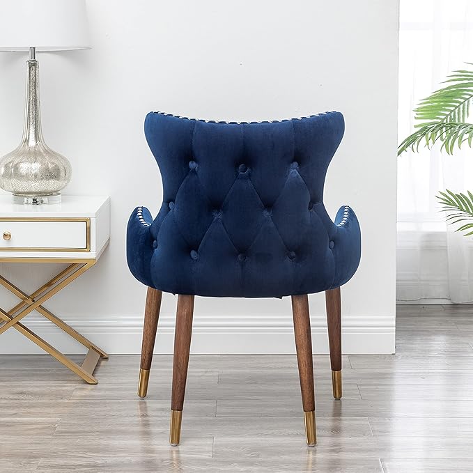 Lindale Contemporary Velvet Upholstered Nailhead Trim Accent Chair, Blue
