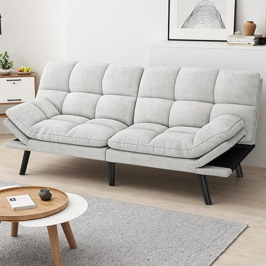 YITAHOME Convertible Futon Sofa Bed, 70" Folding Futon Set for Living Room Home Office Aprtment, Modern Futon Couch with Adjustable Backrest & Armrests, Recliner Lounge, Loveseat Sofa