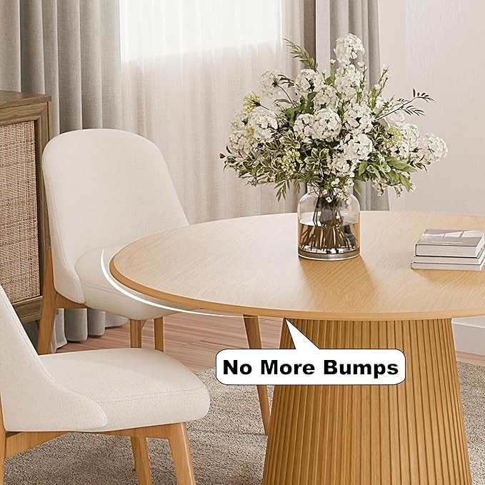 Casaphoria 52" Round Dining Table, Modern Wood Kitchen Table with Cone Grating Bar Base for Living Room & Dining Room, Easy Assembly Farmhouse Furniture for 4-6, Oak