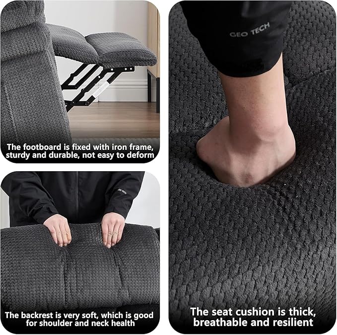 CANMOV Recliner Sofa Set, 2 Oversize Power Lift Recliner Chair and Manual Loveseat with Overstuffed Armrest for Living Room,Bedroom Furniture,Office,1+1+3 Seat, Grey