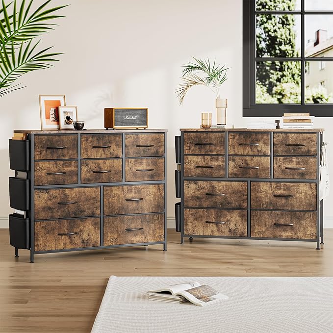 GarveeHome Dresser for Bedroom, Fabric Dressers & Chests of Drawers with Side Pockets, Chest of Drawers for Closet, Living Room, Closet, Hallway