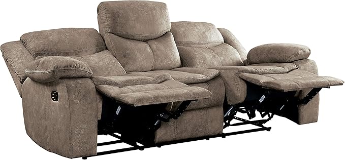 Lexicon Bay Manual Reclining Living Room Sofa Set, 2-Piece, Brown