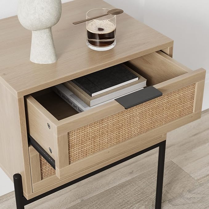 Nathan James Modern Nightstand, End, Bedside or Side Table with Storage for Living Room or Bedroom