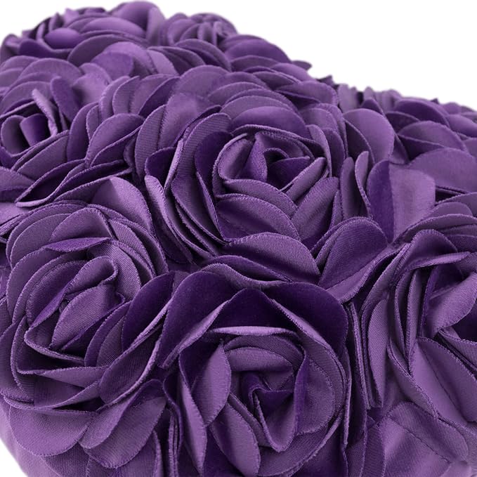 JWH Heart Flower Throw Pillow Covers Decorative Floral Shaped Accent Cushion Soft Pillowcase for Sofa Couch Living Room Bed Chair 14x16 Inches Purple