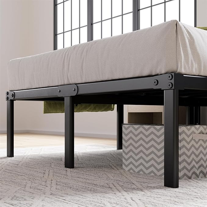 ZINUS Yelena 18 Inch Queen Metal Platform Bed Frame, Steel Slat Support, No Box Spring Needed, Eco Friendly WonderBox(TM) Packaging, Easy Assembly, Black