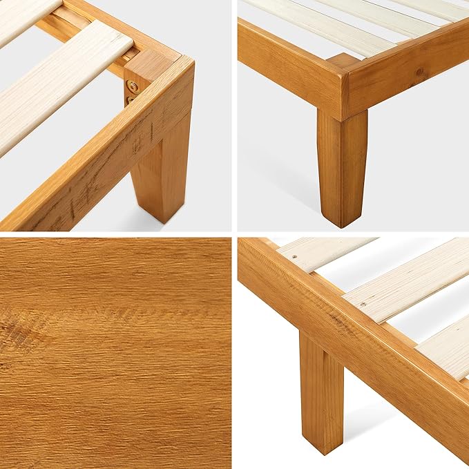 Zinus 12 Inch Solid Wood Platform Bed / No Boxspring needed / Wood Slat Support / Rustic Pine Finish, Queen (OLB-PWPBO-12Q)