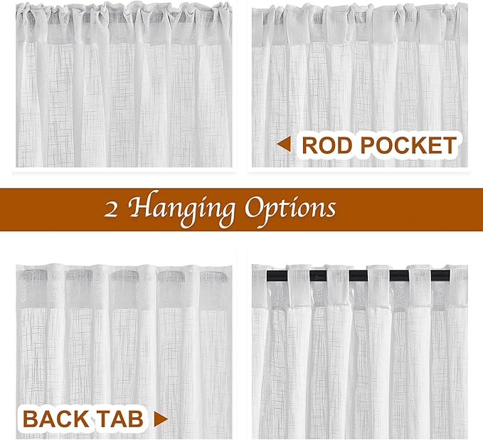 NICETOWN Semi Sheer Curtains 63 inches Long, Rod Pocket & Back Tab Privacy & Light Filter Vertical Window Treatments for Bedroom/Office/Living Room, 52" W x 63" L, Silver Grey, 2 PCs