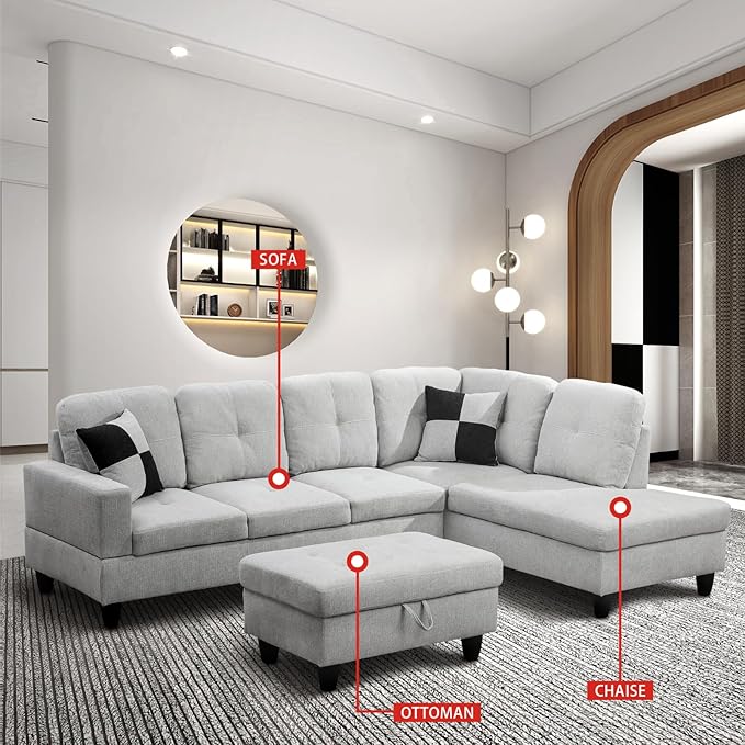 Miscoos Living Room Furniture Sofa Sofabed, Grey
