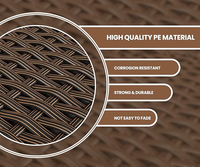 Gradient Dark Brown Wicker Repair Material Fix Kit Rattan Plastic Vinyl Material for Patio Furniture Chair, Sofa, Table Repair Replacement (1.1 LBS)