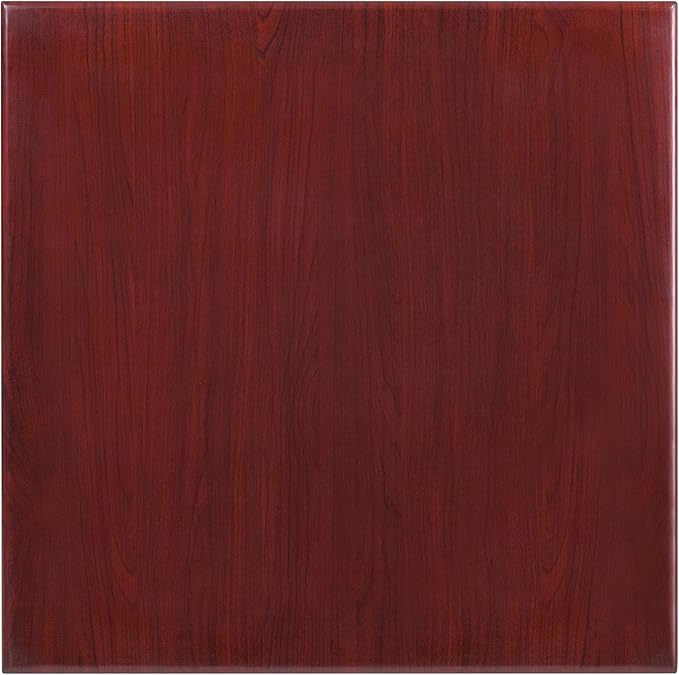Flash Furniture Glenbrook 30'' Square High-Gloss Mahogany Resin Table Top with 2'' Thick Drop-Lip