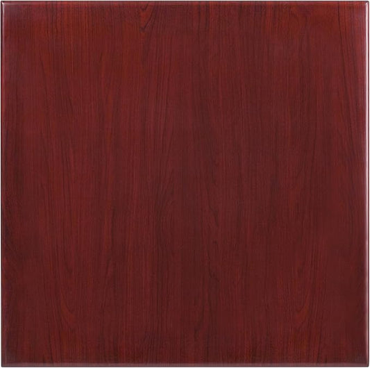 Flash Furniture Glenbrook 30'' Square High-Gloss Mahogany Resin Table Top with 2'' Thick Drop-Lip