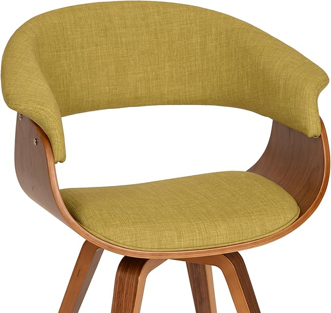 Armen Living Summer Modern Chair in Green Fabric and Walnut Wood - Set of 2