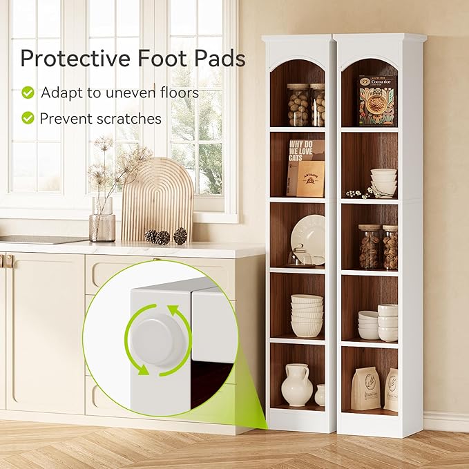 LITTLE TREE 70.9" Tall Bookshelf, 5-Tier Open Bookcase with Cubes, Bookshelves with Storage Space, Freestanding Narrow Bookcase for Home Office, White, 3 Pack