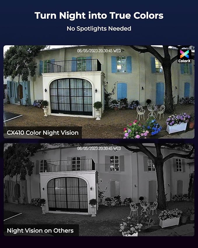 REOLINK CX410 2K PoE Security Camera Outdoor with F1.0 Aperture, True Color Night Vision, 1/1.8" Image Sensor, Adjustable Warm Light, Human/Vehicle/Pet Detection, Built-in Siren, 2-Way Talk