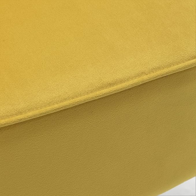 Modern Velvet Accent Chair for Living Room, Bedroom, or Entryway, Stylish and Comfortable Armless Design with Metal Legs, Yellow
