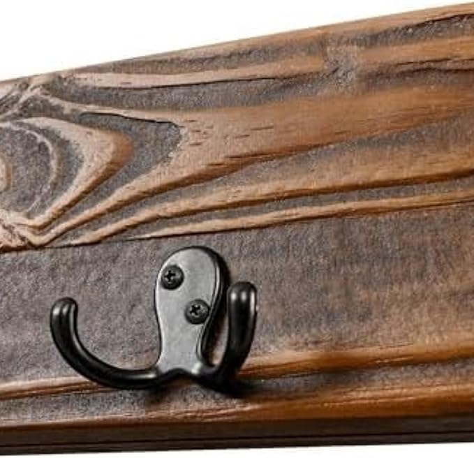 Alaterre Furniture Pomona Entryway Organizer – Modern Rustic 48-Inch Wall Mounted Coat Rack with 6 Hooks – Solid Wood and Space Saving for Jackets, Scarves & Bags in Mudroom or Hallway (Rustic Brown)