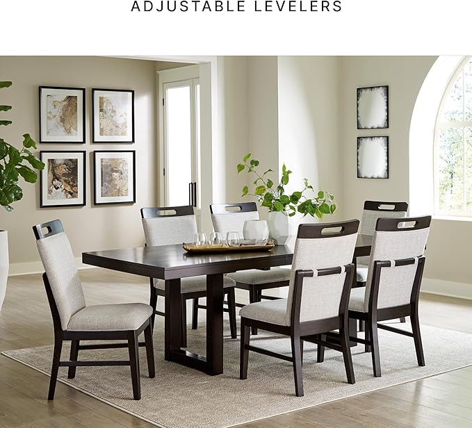 Signature Design by Ashley Neymorton Solid Wood Frame Dining Chair, Stain Resistant, Set of 2, Light Gray/Brown
