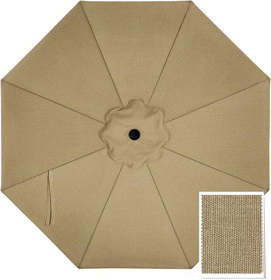MASTERCANOPY 5-Year-Non-Fading Olefin 9FT Patio Umbrella Replacement Canopy for 8 Ribs- Light Brown Canopy Only