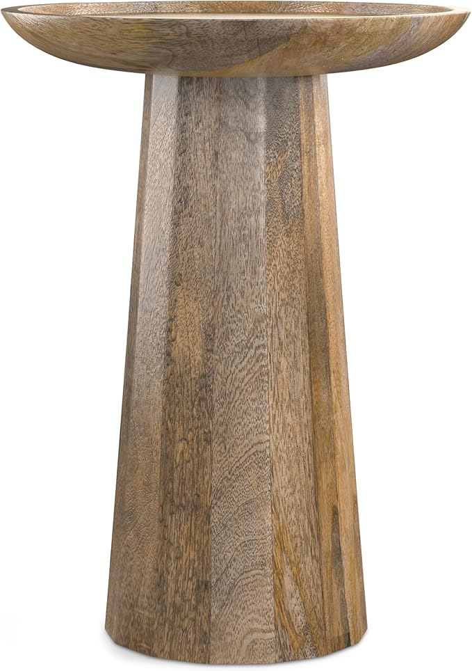 SIMPLIHOME Dayton End Table - 13 inch Wide Solid Mango Wood Round Accent Table in Natural, Handcrafted Contemporary Nightstand or Lamp Stand for Living Room or Bedroom with Textured Finish, Assembled