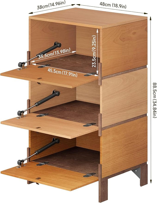 Sebastack Sideboard, Buffet Cabinet with 3 Storage Drawers, Easy Assembly Coffee Bar Cabinet, Wood Buffet Table for Kitchen, Dining Room, Bathroom, Beech and Basswood Color Combo (1 pcs)