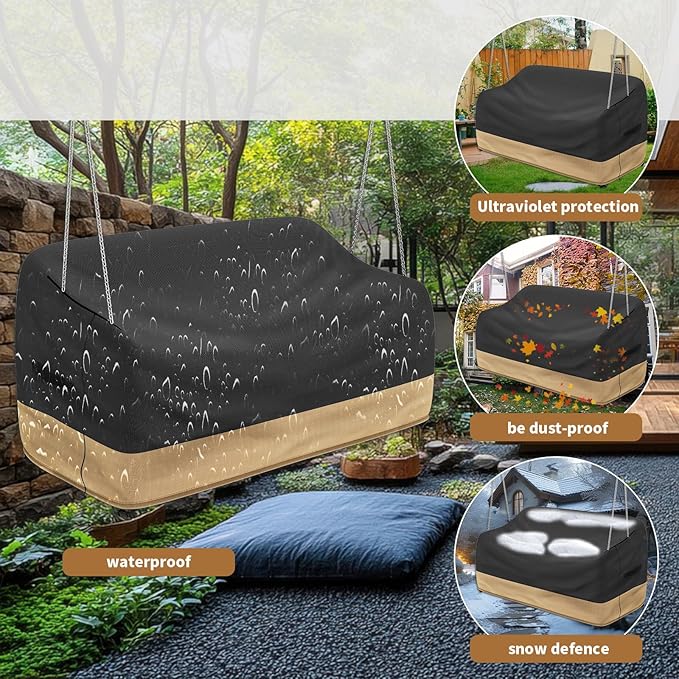 Hanging Porch Swing Cover Waterproof Outdoor Swing Chair Covers Tear Resistant Patio Swing Cover Replacement All Weather Proof Patio Furniture Covers (56 x 25 x 32 Inches)