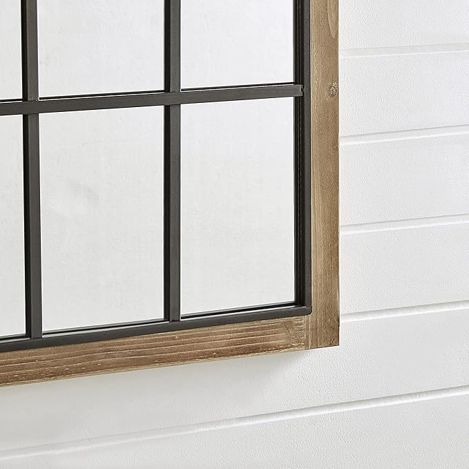 FirsTime & Co. Grandview Arched Window Wall Mount Mirror, 37.5"H x 24"W, Weathered Brown
