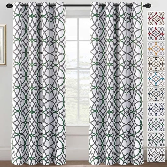 H.VERSAILTEX Blackout Curtains 84 inch Length 2 Panels Set Thermal Curtains & Drapes Window Treatment Noise Reducing Geometric Modern Grommet Living Room Curtains for Bedroom - Ivy and Gray