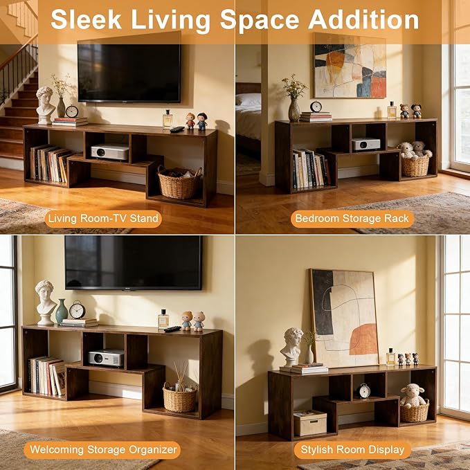 Lightdot TV Stand for TVs up to 55'', Modern Entertainment Center with Storage Open Shelf Large capacity for collection, Media Table TV Console for Living Room/Bedroom/Sofa Cabinet,Easy Assembly-Amber