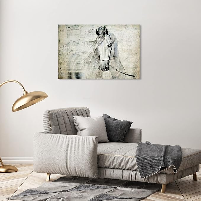 The Oliver Gal Artist Co. Oliver Gal 'Antiqus Equus' Gray Equestrian Wall Art Print Premium Canvas 36" x 24"