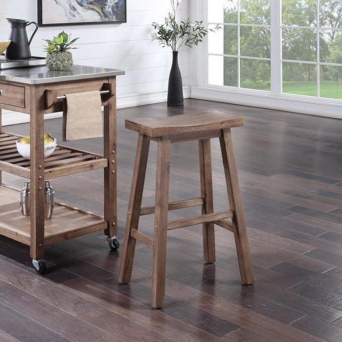 Boraam Sonoma Backless Saddle Bar Stool - Barnwood Wire-Brush