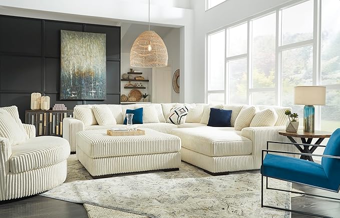 Signature Design by Ashley Lindyn Transitional Oval Tufted Upholstered Oversized Swivel Accent Chair, White