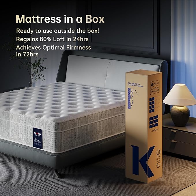 Twin Mattress, 12 Inch Hybrid Mattress in a Box, Cooling Gel Memory Foam and Individual Pocket Springs, Soft & Breathable, Pain Relief, Fiberglass-Free, CertiPUR-US Certified-Medium Firm