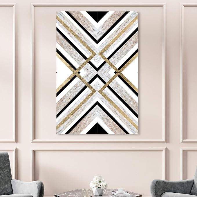 Abstract Wall Art Canvas Prints 'Earthy Lux' Geometric, 36x54, Brown, Gold
