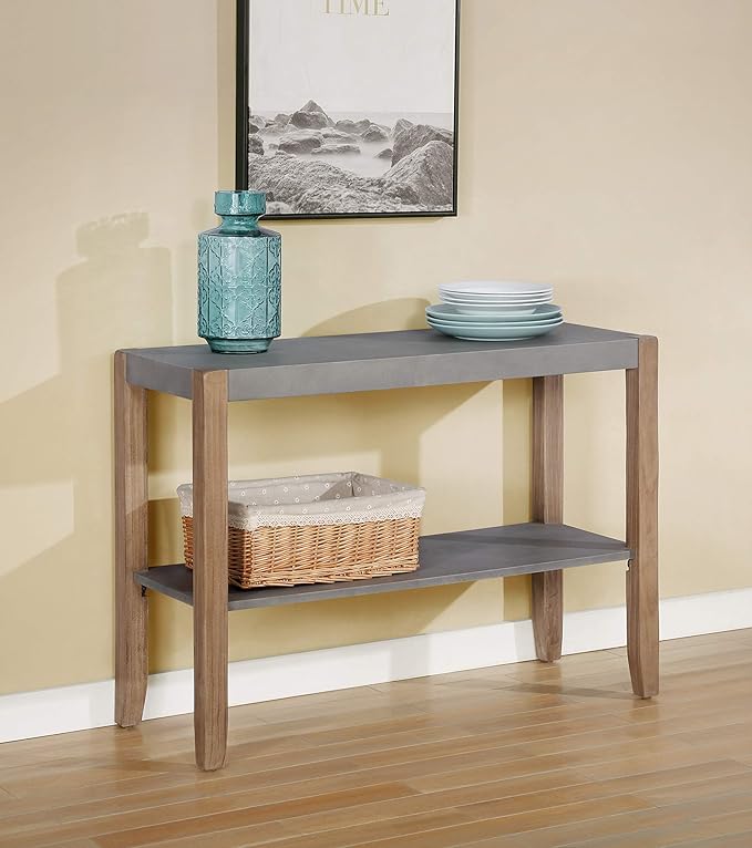 Alaterre Furniture Newport Dining Table Set, Concrete Gray