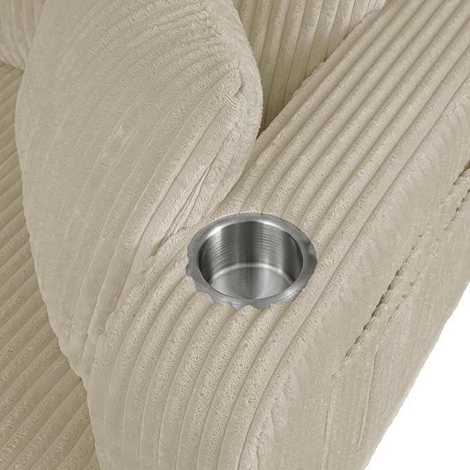Homes: Inside + Out Reese Modern Plush Chenille Comfortable Loveseat with Side Pockets, Cup Holders and Pillows, Wooden Soft Couch for Living Room, Bedroom and Office, Beige