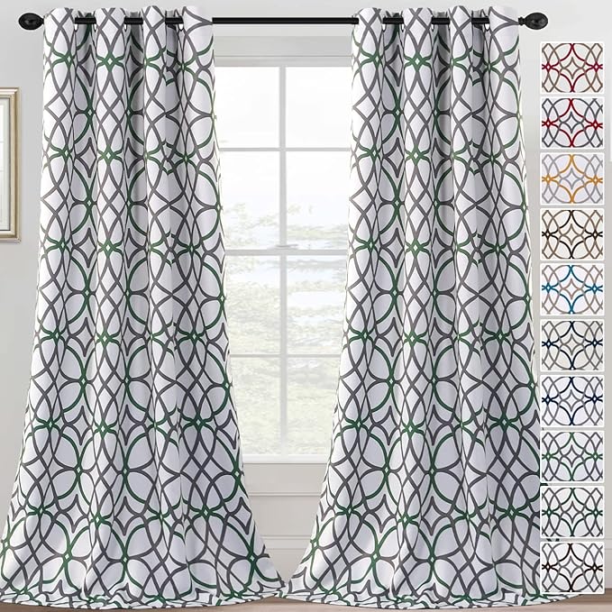 H.VERSAILTEX Blackout Curtains 96 inch Length 2 Panels Set Thermal Curtains & Drapes Window Treatment Noise Reducing Geometric Modern Grommet Living Room Curtains for Bedroom - Ivy and Gray